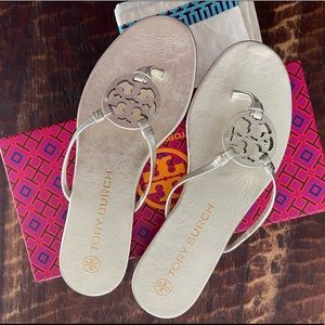 Tory Burch Miller Knotted Sandal Spark Gold Leather 9.5